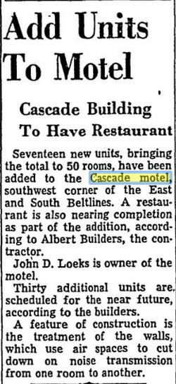 Cascade Motel (Cascade Motor Inn) - July 1959 Rooms Added